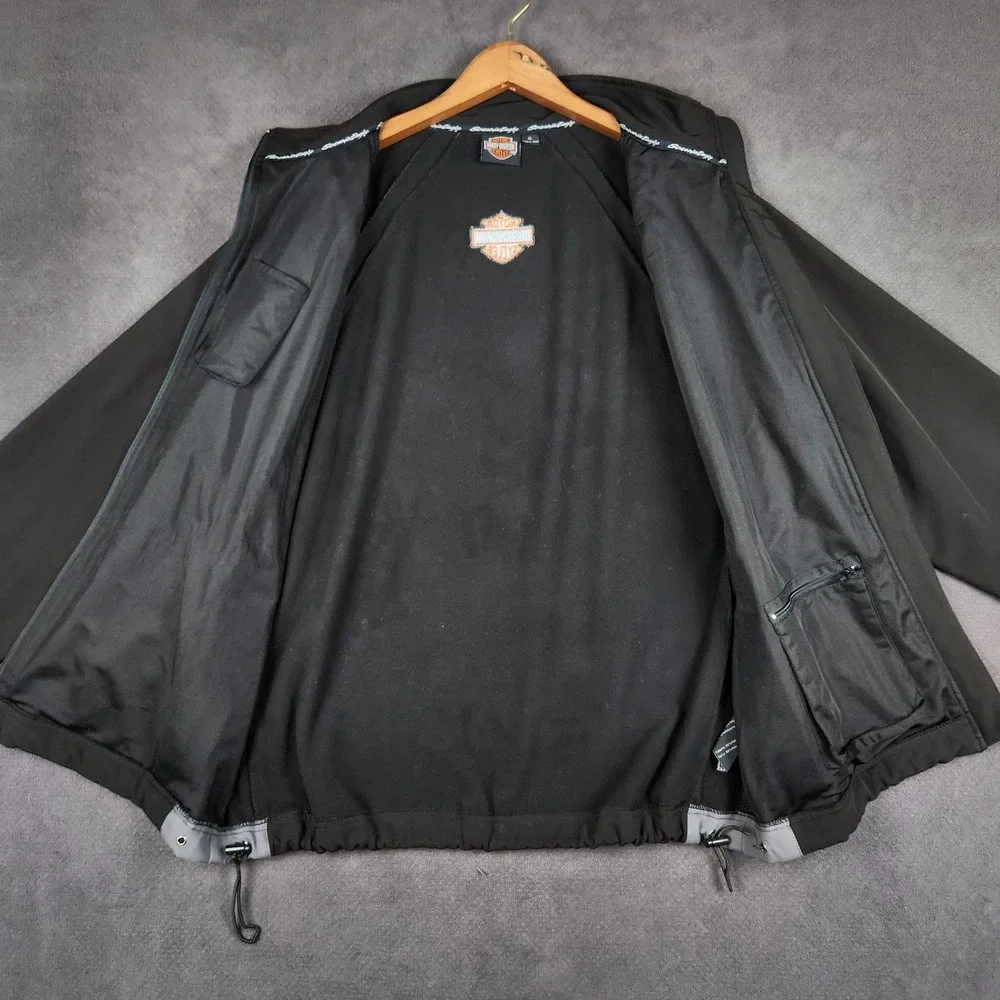 Harley Davidson Screamin Eagle Jacket Mens XL Black Orange Softshell Performance